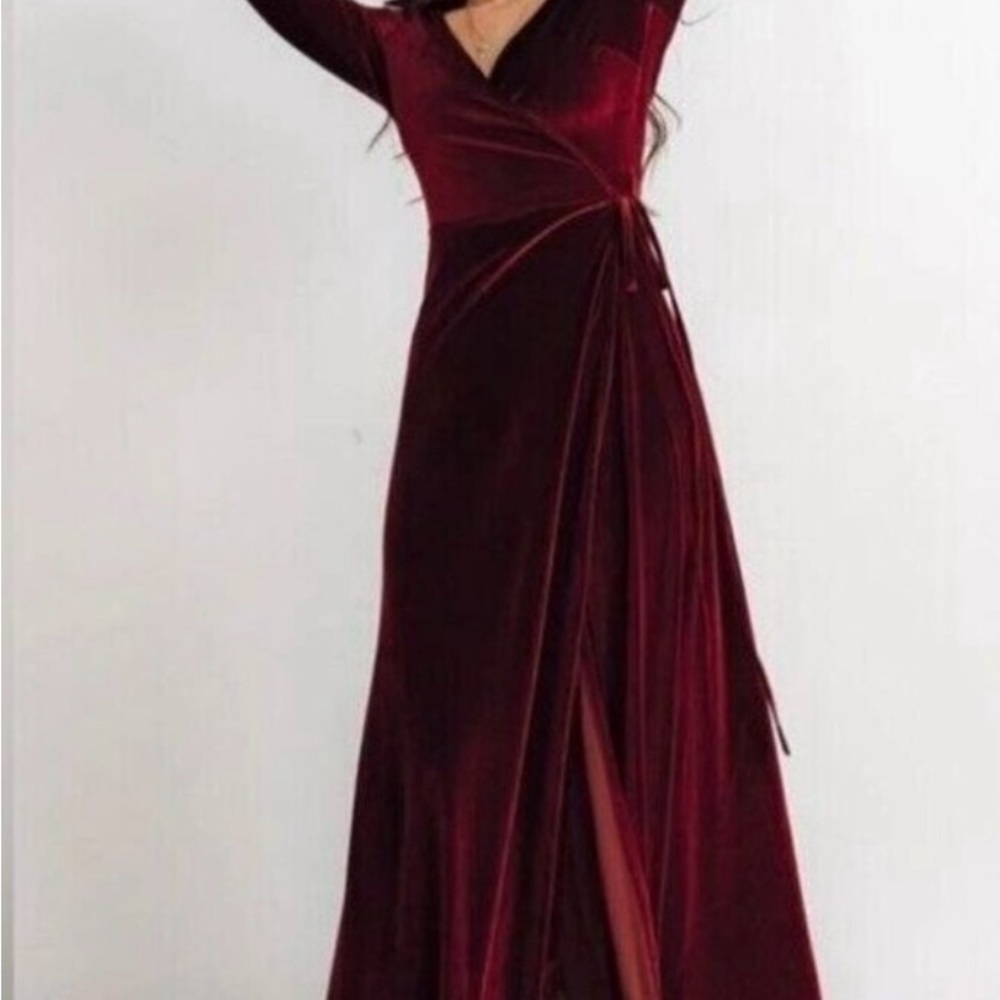 Esmerelda Merlot Baltic Born Maxi Velvet Wrap Dress L